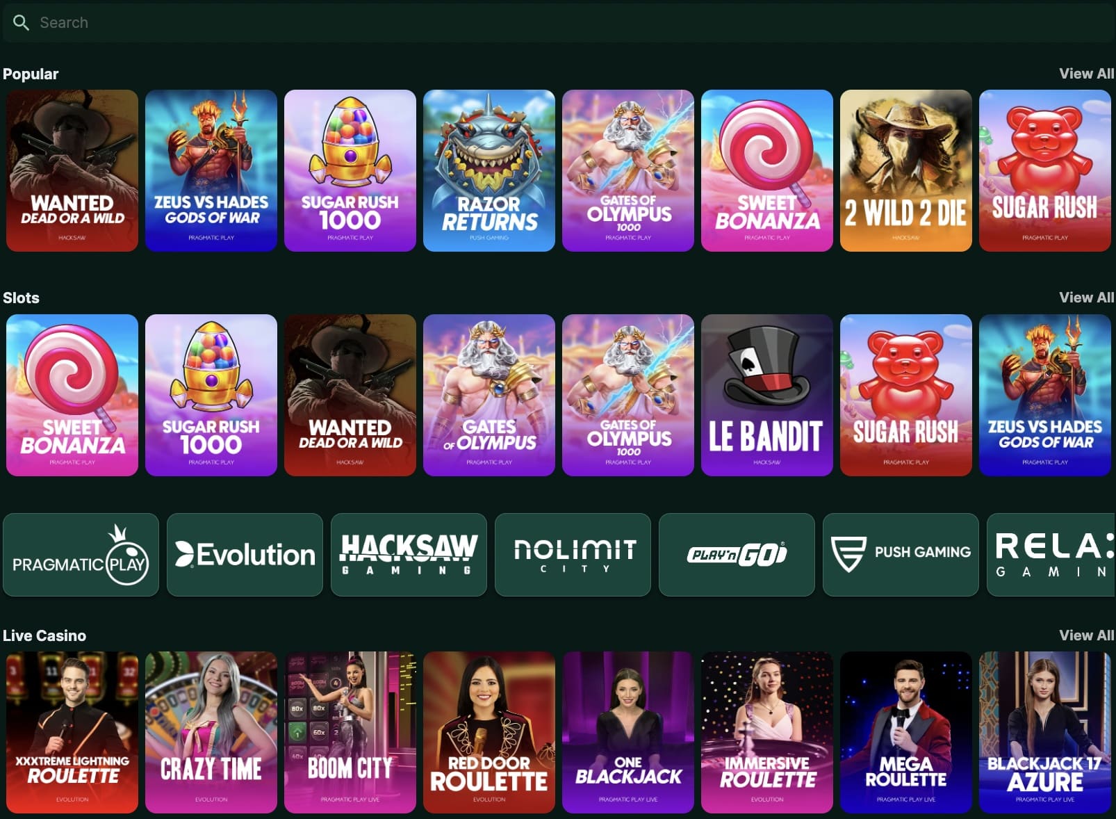 Spellen bij TG Casino